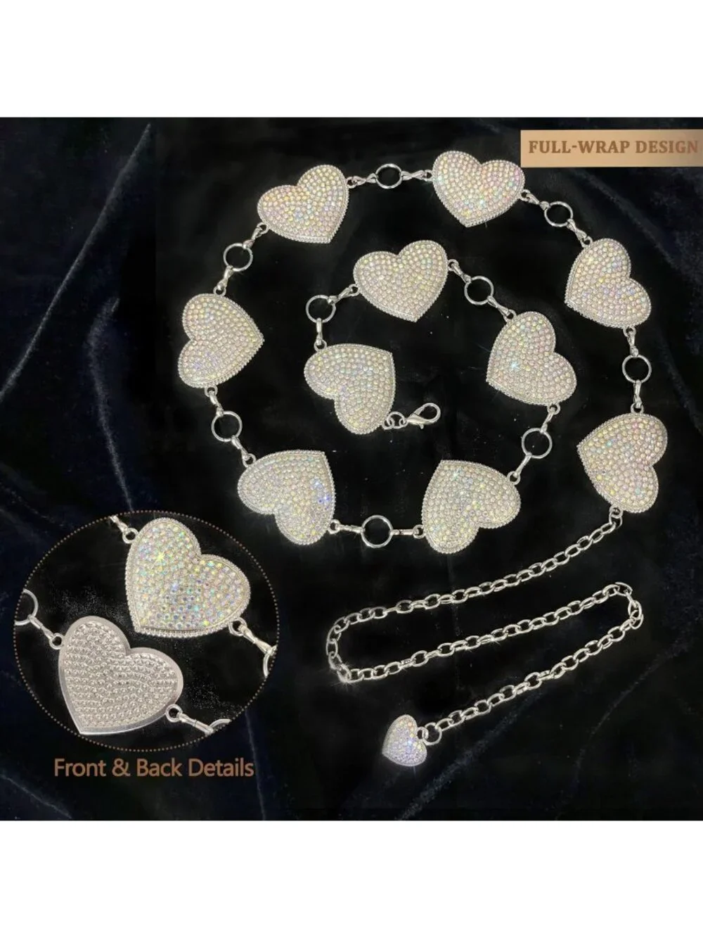 Sparkly Rhinestone Concho Belt for Women | Western Cowgirl Chain Accessory